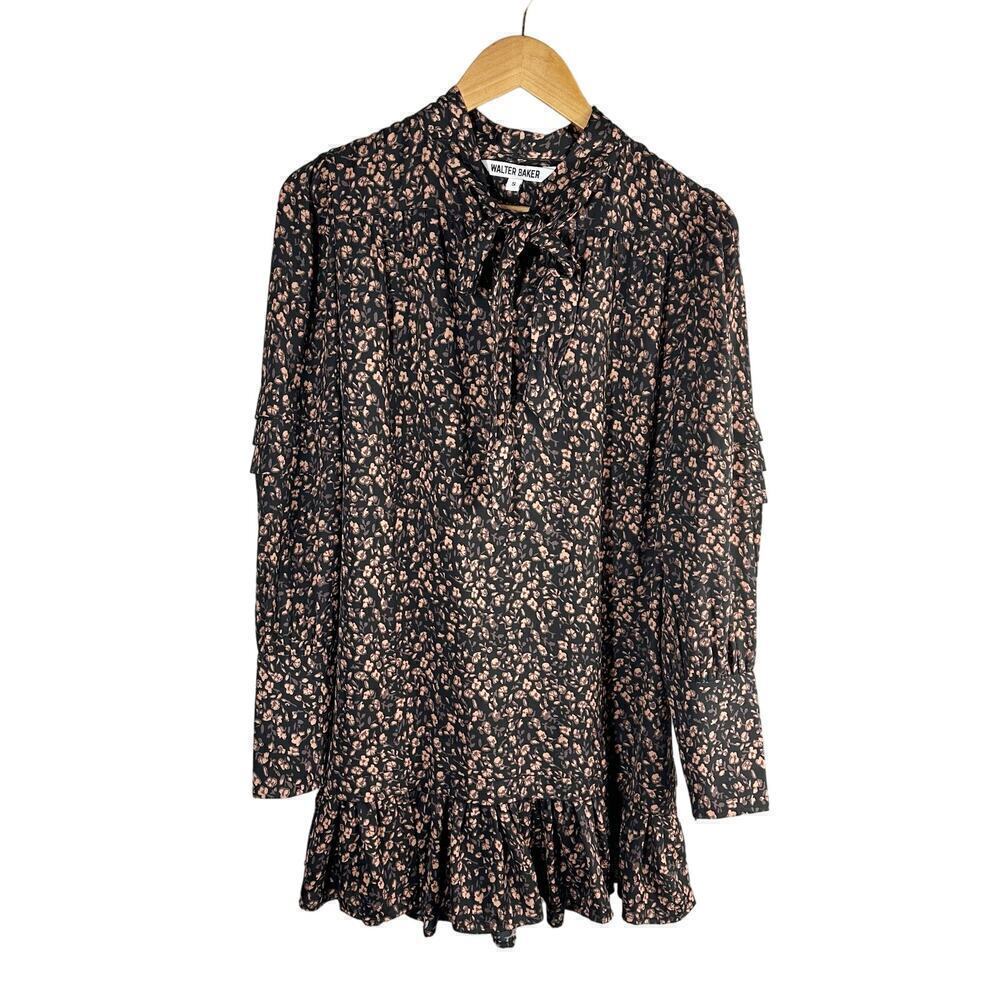 Walter Baker Alexa Bow Floral Crepe Mini Dress Size Small Casual